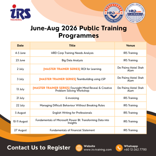 June-Aug 2026 Public Training Programmes